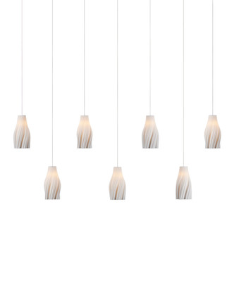 Currey and Company - 9000-1277 - Seven Light Linear Pendant - Posh Collection - White / Silver