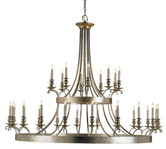 Currey and Company - 9582 - 30 Light Chandelier - Lodestar Silver Chandelier - Granello Silver Leaf/Antique Gold Leaf