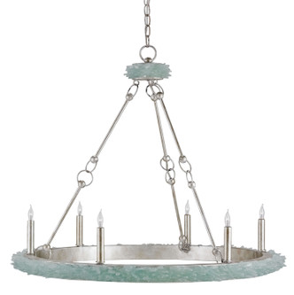 Currey and Company - 9870 - Six Light Chandelier - Tidewater Silver Chandelier - Silver Granello/Seaglass