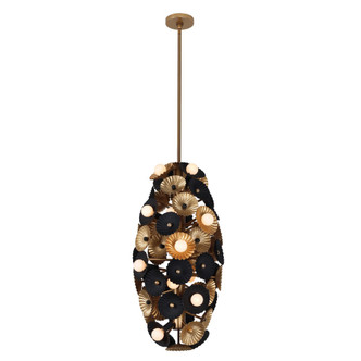 Kalco - 520353BVB - 20 Light Foyer Pendant - Damask - Black and Vintage Brass