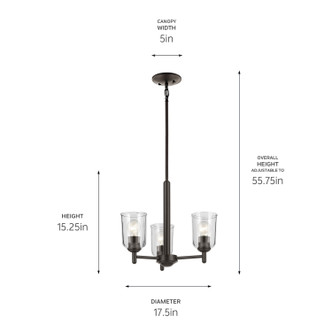 Shailene Three Light Mini Chandelier (43670OZCLR)