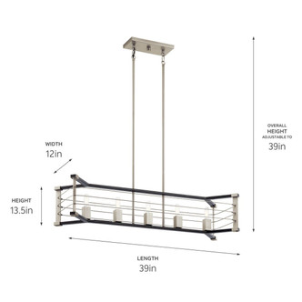 Lente Five Light Linear Chandelier (44250MOK)