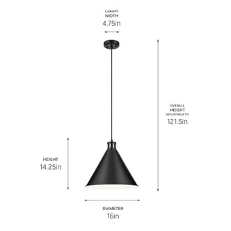 Zailey One Light Pendant (52177BK)