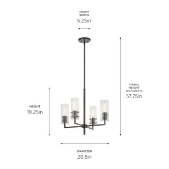 Velestino Four Light Chandelier (52678BK)