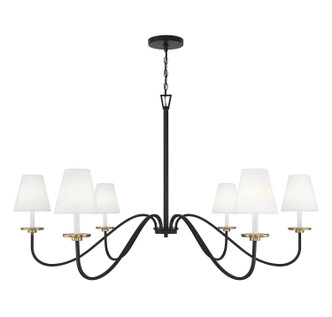 Meridian - M100106BNB - Six Light Chandelier - Black w/Natural Brass