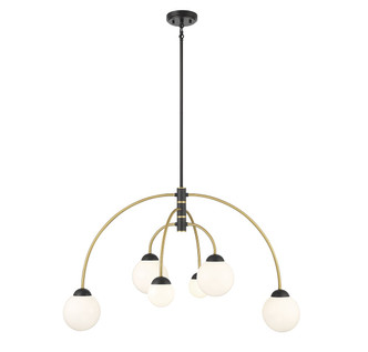 Meridian - M100114MBKNB - LED Chandelier - Matte Black with Natural Brass