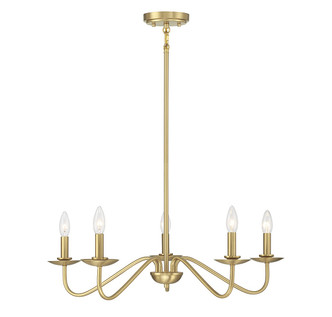 Meridian - M100120NB - Five Light Chandelier - Natural Brass
