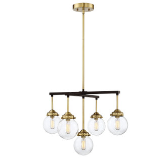 Meridian - M10041ORBNB - Five Light Chandelier - Mchan - Oil Rubbed Bronze with Natural Brass