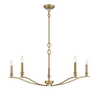 Meridian - M10086NB - Five Light Chandelier - Natural Brass