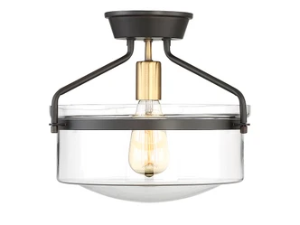 Meridian - M60011ORBNB - One Light Semi-Flush Mount - Msemi - Oil Rubbed Bronze with Natural Brass