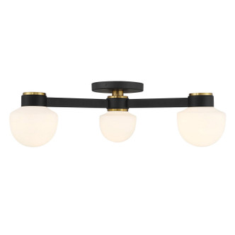 Meridian - M60079MBKNB - Three Light Semi-Flush Mount - Matte Black and Natural Brass