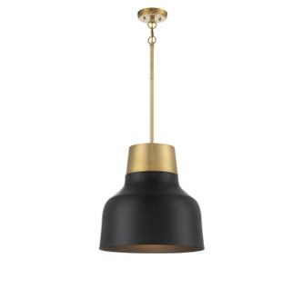 Meridian - M70115MBKNB - One Light Pendant - Matte Black with Natural Brass