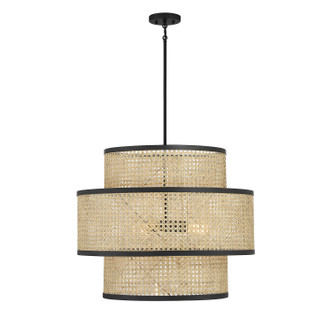 Meridian - M7016MBK - Three Light Pendant - Natural Cane with Matte Black