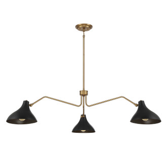 Meridian - M7019MBKNB - Three Light Pendant - Matte Black w/Natural Brass
