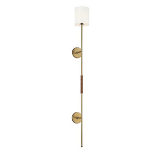 Meridian - M90063NB - One Light Wall Sconce - Natural Brass w/Leather
