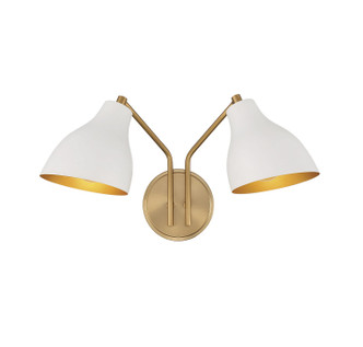 Meridian - M90075WHNB - Two Light Wall Sconce - White w/Natural Brass