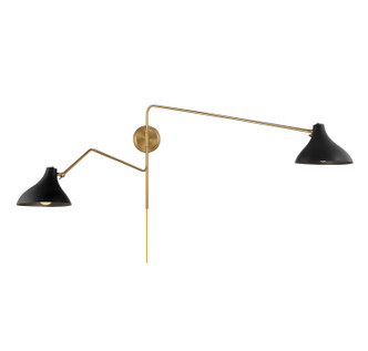 Meridian - M90088MBKNB - Two Light Wall Sconce - Matte Black with Natural Brass