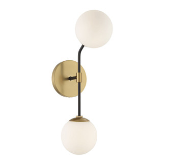 Meridian - M90098MBKNB - Two Light Wall Sconce - Matte Black/Natural Brass