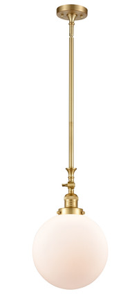 manufacturer_finish:Satin Gold|manufacturer_glass:Cased Matte White Beacon|light_output:220.00lm|color_temperature:2200K|cri:99