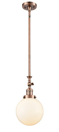 manufacturer_finish:Antique Copper|manufacturer_glass:Cased Matte White Beacon|light_output:220.00lm|color_temperature:2200K|cri:99