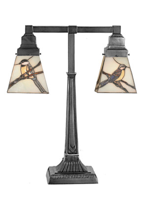 Meyda Tiffany - 107400 - Two Light Table Lamp - Backyard Friends - Mahogany Bronze