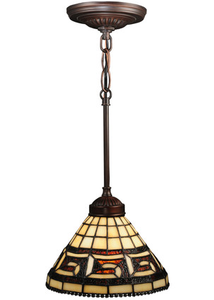 Meyda Tiffany - 109063 - One Light Mini Pendant - Greek Key - Mahogany Bronze