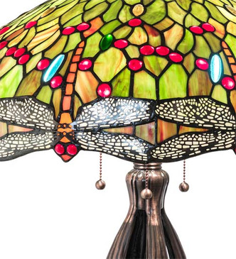 Tiffany Hanginghead Dragonfly Three Light Table Lamp (109607)