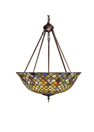 Meyda Tiffany - 111082 - Three Light Inverted Pendant - Fishscale - Craftsman Brown Meyda Tiffany - 111082 - Three Light Inverted Pendant - Fishscale - Craftsman Brown