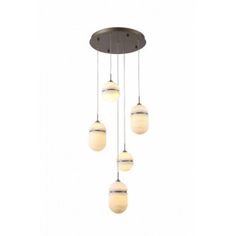 Avenue Lighting - HF2905-AB - Five Light Pendant - Sedona - Alabaster / Aged Brass