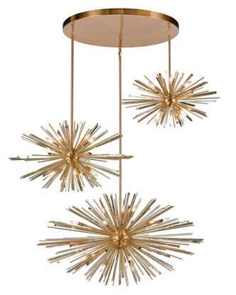 Avenue Lighting - HF8303-AB - 36 Light Chandelier - Palisades Ave. - Aged Brass With Champagne Glass