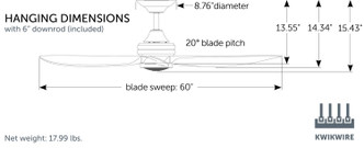 Aviara 60"Ceiling Fan (FPD6725BSMW)