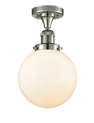 manufacturer_finish:Polished Nickel|manufacturer_glass:Cased Matte White Beacon|light_output:220.00lm|color_temperature:2200K|cri:99