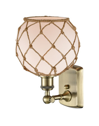 manufacturer_finish:Antique Brass|manufacturer_glass:White Farmhouse Glass with Brown Rope|light_output:220.00lm|color_temperature:2200K|cri:99