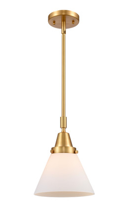 manufacturer_finish:Satin Gold|manufacturer_glass:Cased Matte White Large Cone|light_output:220.00lm|color_temperature:2200K|cri:99