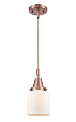 manufacturer_finish:Antique Copper|manufacturer_glass:Cased Matte White Small Bell|light_output:220.00lm|color_temperature:2200K|cri:99