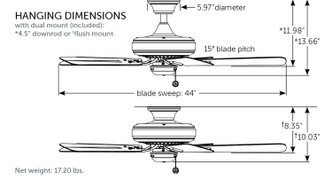 Edgewood 44 44" Ceiling Fan (FP9044MWW)