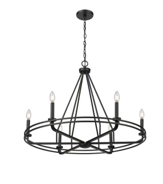 Millennium - 21606-MB - Six Light Chandelier - Jody - Matte Black