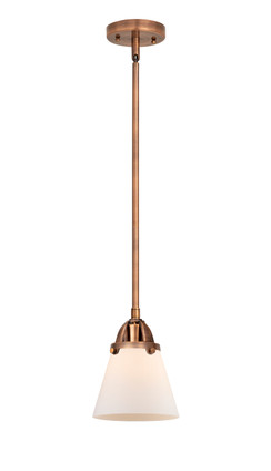 manufacturer_finish:Antique Copper|manufacturer_glass:Matte White Cased Small Cone|light_output:220.00lm|color_temperature:2200K|cri:99