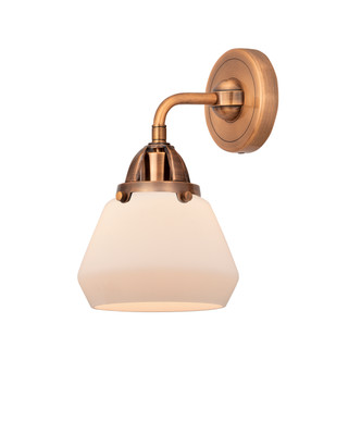 manufacturer_finish:Antique Copper|manufacturer_glass:Cased Matte White Fulton|light_output:220.00lm|color_temperature:2200K|cri:99