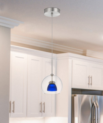 Dimmable With Lutron Brand Dimmers: Dvcl-153P, Scl LED Mini Pendant in Frosted Blue (225-UP-335-CL-BLUFR)