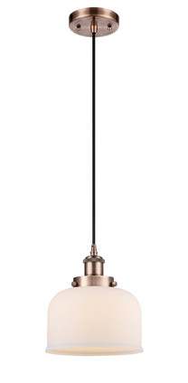 manufacturer_finish:Antique Copper|manufacturer_glass:Cased Matte White Large Bell|light_output:220.00lm|color_temperature:2200K|cri:99