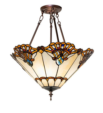 Shell with Jewels Three Light Semi-Flush Mount (294590)