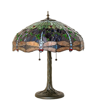 Tiffany Hanging Head Dragonfly Three Light Table Lamp (294850)