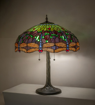 Tiffany Hanging Head Dragonfly Three Light Table Lamp (294850)