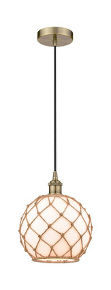 manufacturer_finish:Antique Brass|manufacturer_glass:Matte White Glass with Brown Rope|light_output:220.00lm|color_temperature:2200K|cri:99