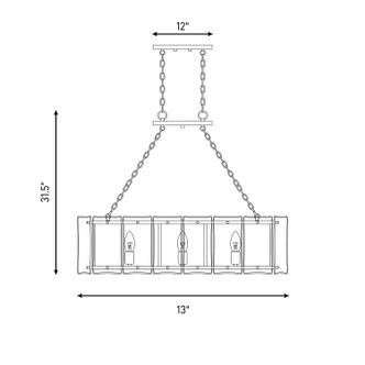 Genry Three Light Linear Chandelier (1-8203-3-89)