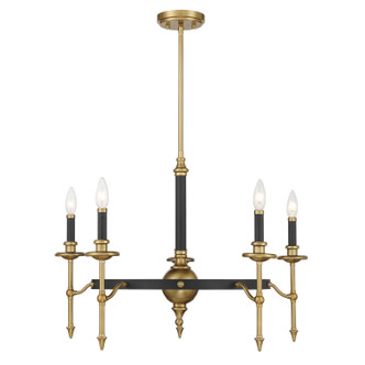 Savoy House - 1-9511-5-143 - Five Light Chandelier - Consulate - Matte Black/Warm Brass