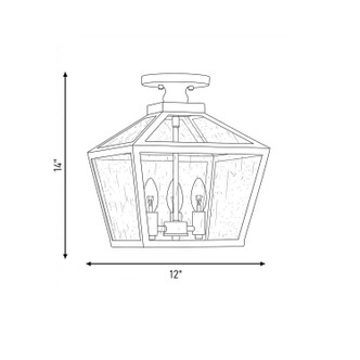 Woodstock Three Light Flush Mount (5-105-BK)