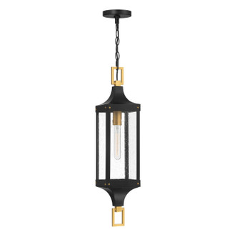Savoy House - 5-277-144 - One Light Outdoor Hanging Lantern - Glendale - Matte Black/Weathered Brushed Brass