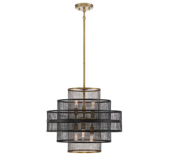 Savoy House - 7-1927-6-143 - Six Light Pendant - Kelvin - Matte Black w/Warm Brass